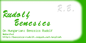 rudolf bencsics business card